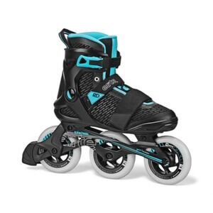 Roller Derby Elite Delta 110 Black Teal Adult‎ Inline Skates Size 10 USA EUC